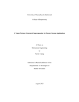 A tough polymer structural supercapacitor for energy storage applications: a thesis in Mechanical Engineering