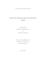 Interpretable machine learning for the microbiome domain: a dissertation in Engineering and Applied Science