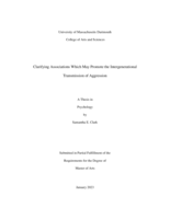 Clarifying associations which may promote the intergenerational transmission of aggression: a thesis in Psychology