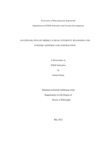 An exploration of middle school students' reasoning for integer addition and subtraction: a dissertation in STEM Education