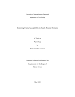 Exploring frame susceptibility in health-related domains: a thesis in Psychology