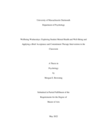 Wellbeing Wednesdays: exploring student mental health and well-being and applying a brief acceptance and commitment therapy intervention in the classroom : a thesis in Psychology