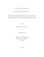 Seasonal carbon and nitrogen mineralization in sediments receiving biodeposition from oyster aquaculture in shallow temperate estuaries: a thesis in Marine Science and Technology