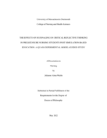 The effects of journaling on critical reflective thinking in prelicensure nursing students post simulation-based education: a quasi-experimental model-guided study : a dissertation in Nursing