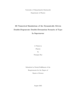 3D numerical simulations of the dynamically driven double-degenerate double-detonation scenario of type Ia supernovae: a thesis in Physics