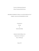 Exploring the implicit ethical values in nurse faculty stories: a qualitative descriptive study: a dissertation in Nursing