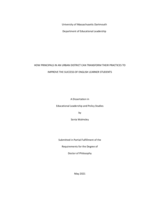 How principals in an urban district can transform their practices to improve the success of English learner students: a dissertation in Educational Leadership and Policy Studies
