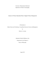 Analysis of fishery dependent data to support fishery management: a dissertation in Marine Science and Technology–Living Marine Resources Science and Management