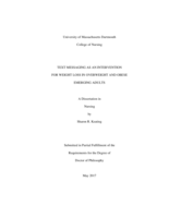 Text Messaging as an Intervention for Weight Loss in Overweight and Obese Emerging Adults: a dissertation in Nursing