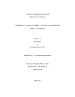 Task instructions and anxiety influence attention to pain: an ERP study : a thesis in Psychology