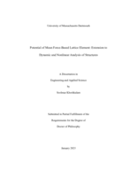 Potential of mean force-based lattice element: extension to dynamic and nonlinear analysis of structures: a dissertation in Engineering and Applied Science