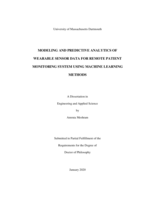 Modeling and predictive analytics of wearable sensor data for remote patient monitoring system using machine learning methods: a dissertation in Engineering and Applied Science