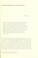 The Insurgent Body Poetic of Luiza Neto Jorge
