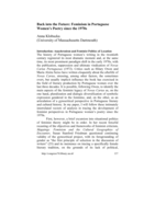 Back into the Future : Feminism in Portuguese Women's Poetry since the 1970s