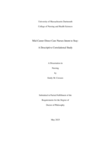 Mid-career direct care nurses intent to stay: a descriptive correlational study : a dissertation in Nursing