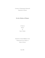 On the motion of Branes: a thesis in Physics