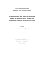Assessment of Massachusetts asphalt mixtures: environmental product declarations and cradle-to-grave life-cycle assessments of high reclaimed asphalt pavements mixes and targeted overlay pavements : a thesis in Civil and Environmental Engineering