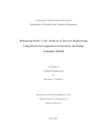 Enhancing static code analysis in reverse engineering using retrieval-augmented generation and large language models: a thesis in Computer Engineering