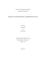 Health literacy among emerging adults: an applied health literacy scale : a thesis in Psychology