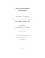 "Lés instruída é mais divertida!": translation, community, and lesbian representation in the Portuguese alternative press : a dissertation in Luso-Afro-Brazilian Studies and Theory