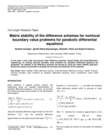 Matrix stability of the difference schemes for nonlocal boundary value problems for parabolic differential equations