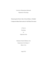 Harnessing the positive side of social media: a mindful compassion-based intervention for self-harm prevention : a thesis in Psychology