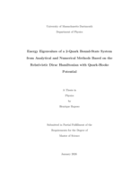 Energy eigenvalues of a 2-quark bound-state system from analytical and numerical methods based on the relativistic Dirac Hamiltonian with Quark-Hooke potential: a thesis in Physics