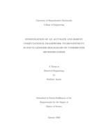 Investigation of an accurate and robust computational framework to reconstruct in-focus lensless holograms of underwater microorganisms: a thesis in Electrical Engineering