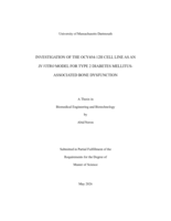 Investigation of the OCY454-12H cell line as an in vitro model for Type 2 Diabetes Mellitus - associated bone dysfunction : a thesis in Biomedical Engineering and Biotechnology