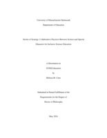 Stories of synergy: collaborative practices between science and special educators for inclusive science education : a dissertation in STEM Education