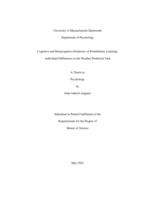 Cognitive and metacognitive predictors of probabilistic learning : individual differences in weather prediction task : a thesis in Psychology