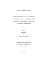 Rag-powered customer insight generation for e-commerce using LLMS, vector search, and an end-to end MLOPS pipeline: a thesis in Data Science