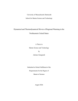 Dynamical and thermodynamical drivers of regional warming in the Northeastern United States: a thesis in Marine Science and Technology