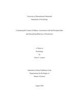 Considering the context of sadness: associations with sad perception bias and internalizing behaviors in preschoolers : a thesis in Psychology