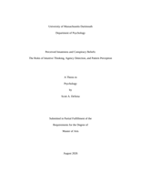 Perceived innateness and conspiracy beliefs: the roles of intutive thinking, agency detection, and pattern perception : a thesis in Psychology