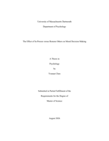The effect of in-person versus remote others on moral decision making: a thesis in Psychology
