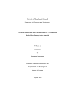 Covalent modification and characterization of a nonaqueous redox flow battery active material: a thesis in Chemistry