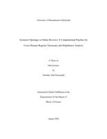 Syntactic openings in online reviews: a computational pipeline for cross domain register taxonomy and helpfulness analysis : a thesis in Data Science