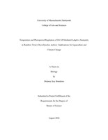 Temperature and photoperiod regulation of B-cell mediated adaptive immunity in rainbow trout (Oncorhynchus mykiss): implications for aquaculture and climate change : a thesis in Biology